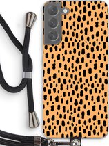 Case Company® - Hoesje met koord geschikt voor Samsung Galaxy S22 Plus hoesje met Koord - Panter - Telefoonhoesje met Zwart Koord - Bescherming aan alle Kanten en Over de Schermrand