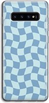 Case Company® - Hoesje geschikt voor Samsung Galaxy S10 4G hoesje - Grid Blauw - Soft Cover Telefoonhoesje - Bescherming aan alle Kanten en Schermrand