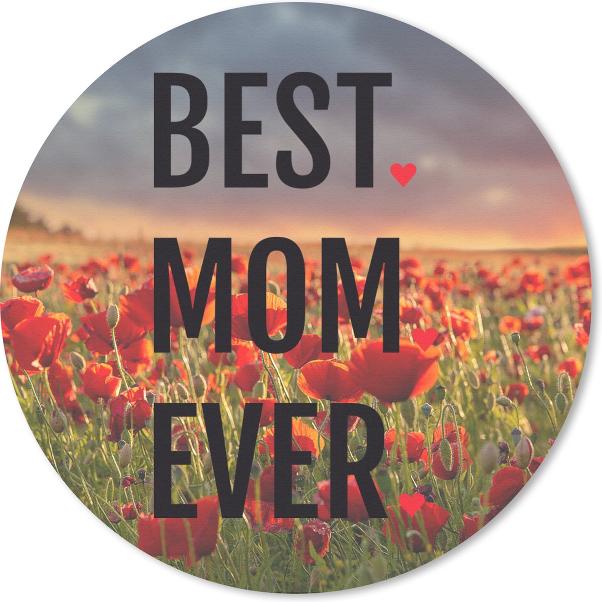 Muismat rond 40x40 cm - Mousepad Best mom ever - Mama - Spreuken - Quotes - Ronde muismatten