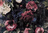 Fotobehang - Vlies Behang - Vintage Rode Pioenrozen - Bloemenkunst - 312 x 219 cm