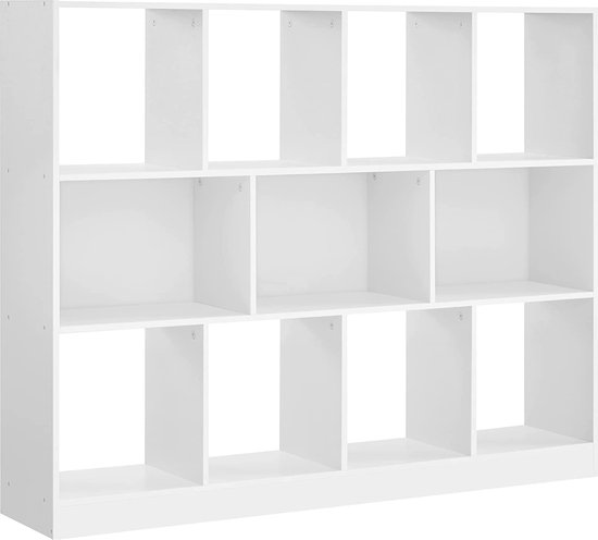 eSituro Boekenkast, boekenkast met 9 vakken, staand rek voor werkkamer, woonkamer, slaapkamer, 80 x 30 x 150 cm (l x b x h), wit, SBKC0060