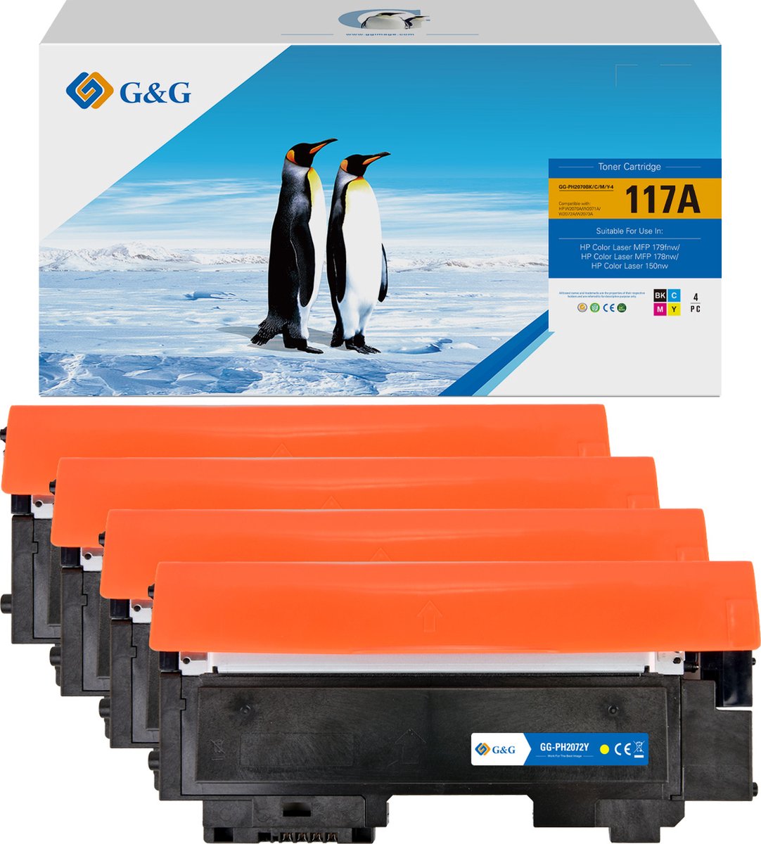 G&G Huismerk Toner Alternatief voor HP 117A - Multipack -- Geschikt voor Printer HP Color Laser 150 150a 150nw MFP 178 178nw 178nwg 179 179fnw 179fwg