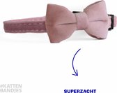 Katten halsband - met strik - velvet - roze - veiligheidssluiting