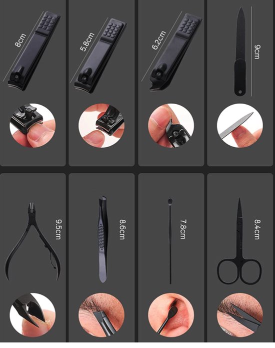 Fritzline Manicure Set 16-Delig - Nagelknipper - Leren Etui