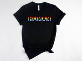 Lykke LGBTQ T-shirt unisexe Human Pride Zwart | Taille M