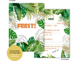 BC009 - 8 Verjaardagskaarten met envelop - Jungle kaarten - Kinderfeest uitnodigingen - Jungle uitnodigingskaarten - kinderfeestje uitnodiging- Kinderfeestje jungle invulkaarten - jungle thema - uitnodigingen - kinderverjaardag