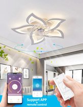 UnicLamps LED Bluetooth - 5 Sterren Plafondlamp Met Ventilator - Met Afstandsbediening - Smart lamp - Dimbaar Met App - 3 Standen Ventilator - Woonkamerlamp - Moderne lamp - Plafoniere