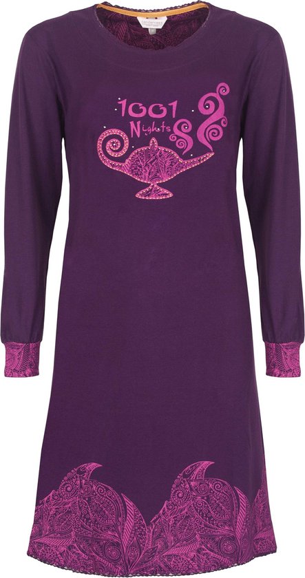 Tenderness Dames Nachthemd - 100% Gekamde Katoen - Paars - Maat M