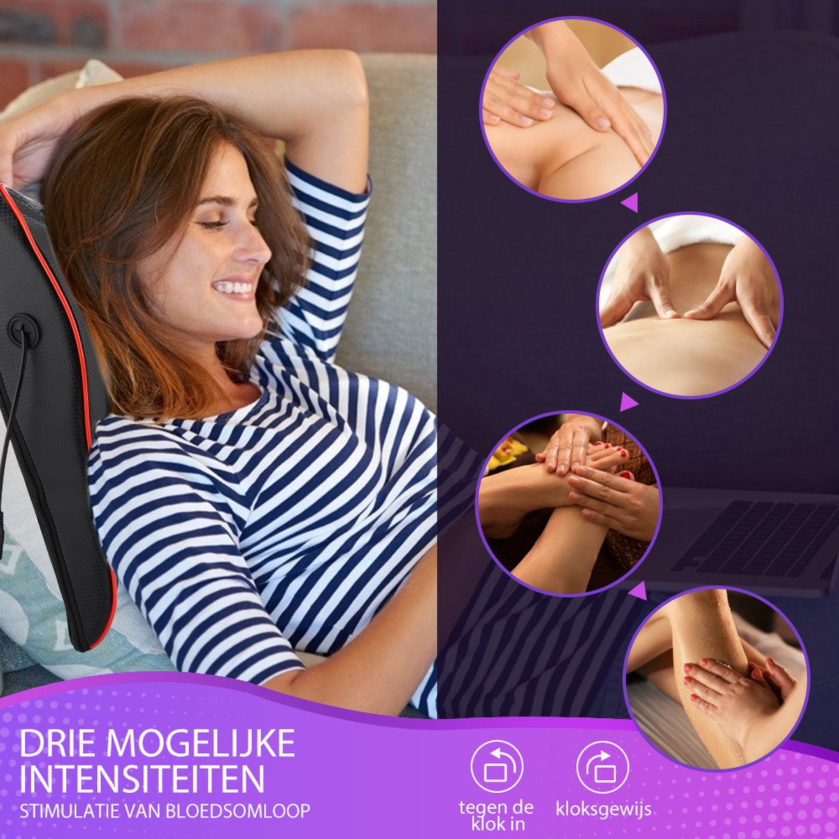 Massagekussen Multifunctioneel Shiatsu met Warmtefunctie - afbeelding 3