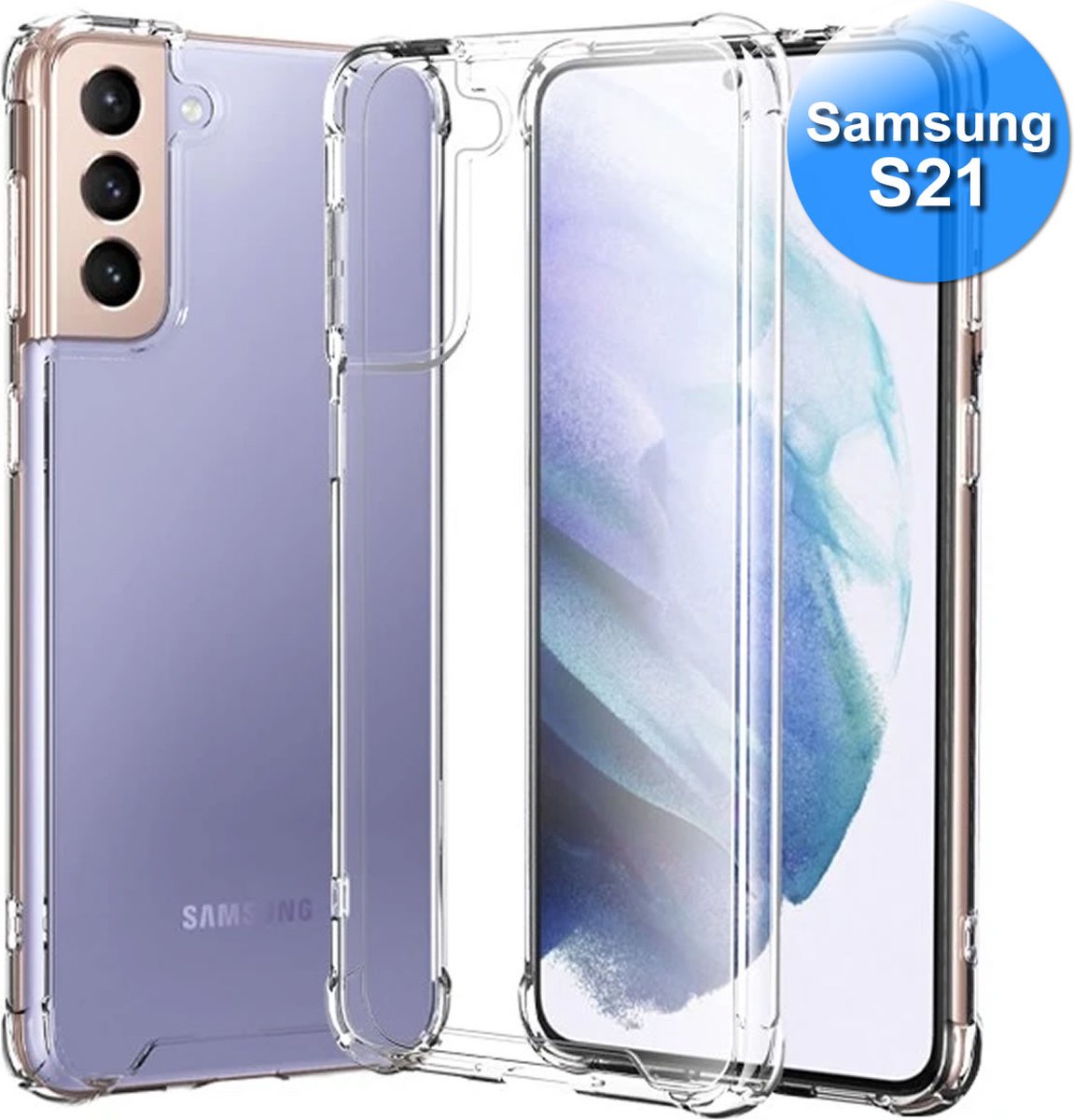 Samsung S21 Hoesje Transparant Anti Shock - Samsung S21 Case - Samsung S21 Hoes - Transparant - Anti Shock Case
