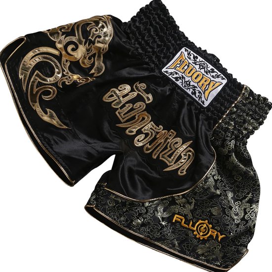 Fluory Muay Thai Short Kickboxing Pants Zwart Goud MTSF15 taille XXL