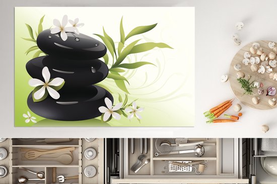 KitchenYeah® Inductie beschermer 78x52 cm - Opgestapelde zen stenen - Kookplaataccessoires - Afdekplaat voor kookplaat - Inductiebeschermer - Inductiemat - Inductieplaat mat