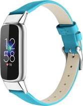 By Qubix - Geschikt voor fitbit luxe bandje - Leren bandje - Maat: Small - Blauw Smartwatchbandje horlogeband polsband Armband Strap Band Watchband
