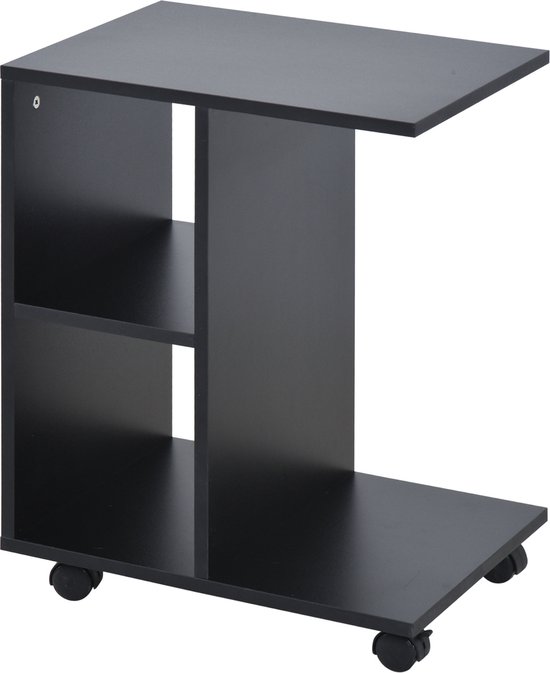 HOMCOM Consoletafel, haltafel met 2 niveaus, salontafel, bijzettafel met kantelvergrendeling, decoratieve tafel voor woonkamer, hal, staal, 90 x 30 x 75 cm, zwart