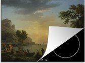 KitchenYeah® Inductie beschermer 75x52 cm - A landscape at sunset - Schilderij van Claude Joseph Vernet - Kookplaataccessoires - Afdekplaat voor kookplaat - Inductiebeschermer - Inductiemat - Inductieplaat mat