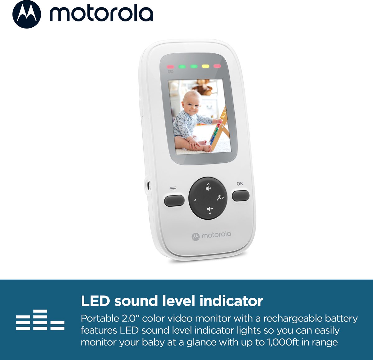 Motorola Nursery Babyfoon met Camera - Baby Monitor VM481 - Baby Camera met – 2,0‑Inch Kleurenscherm – Infrarood Nachtzicht – Digitale Zoom – LED Geluidsindicator – FHSS Connectie - 300M Bereik thumbnail 5