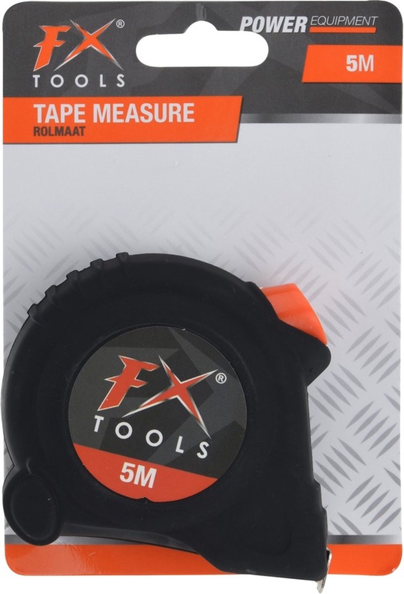 FX Tools Rolmaat - 5 meter - 20 mm - zwart - meetgereedschap