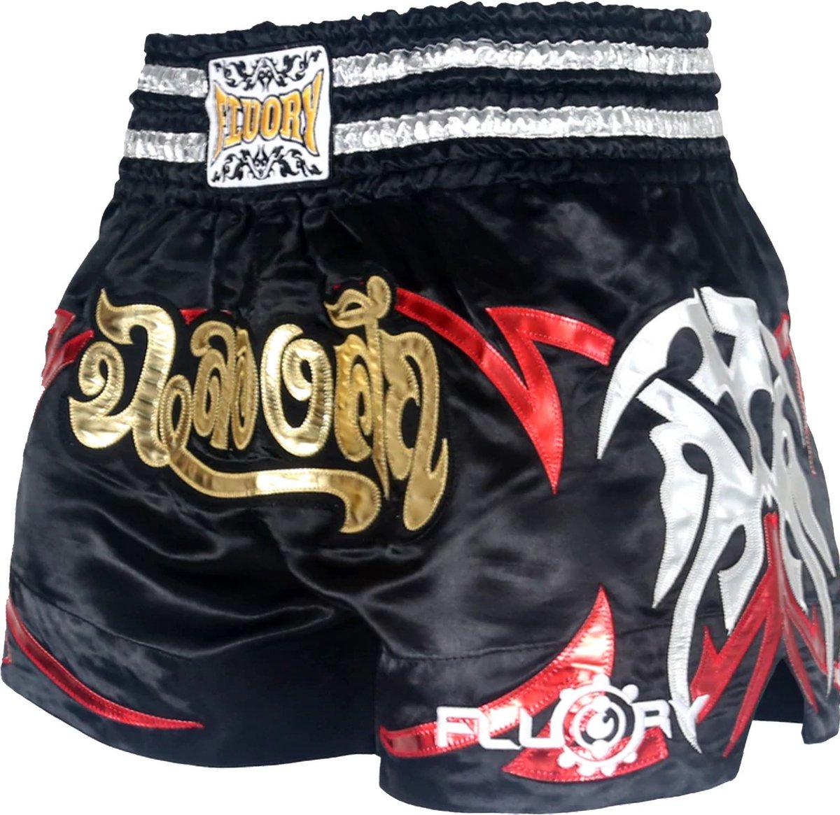 Fluory Muay Thai Short Kickboks Broek Zwart MTSF50 maat XS