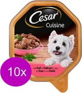 10x Cesar Cuisine Kuipje in Saus Kalf & Kalkoen - Hondenvoeding - 150g