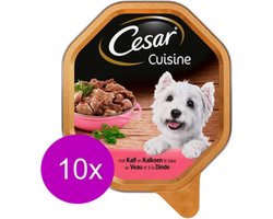 10x Cesar Cuisine Kuipje in Saus Kalf & Kalkoen - Hondenvoeding - 150g