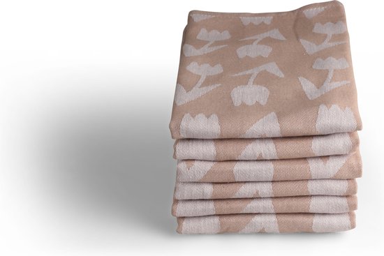 Torchons de Luxe - 6 pièces - motif tulp - sable - 60x65cm