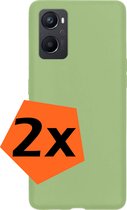 Hoesje Geschikt voor OPPO A76 Hoesje Siliconen Cover Case - Hoes Geschikt voor OPPO A76 Hoes Back Case - 2-PACK - Groen