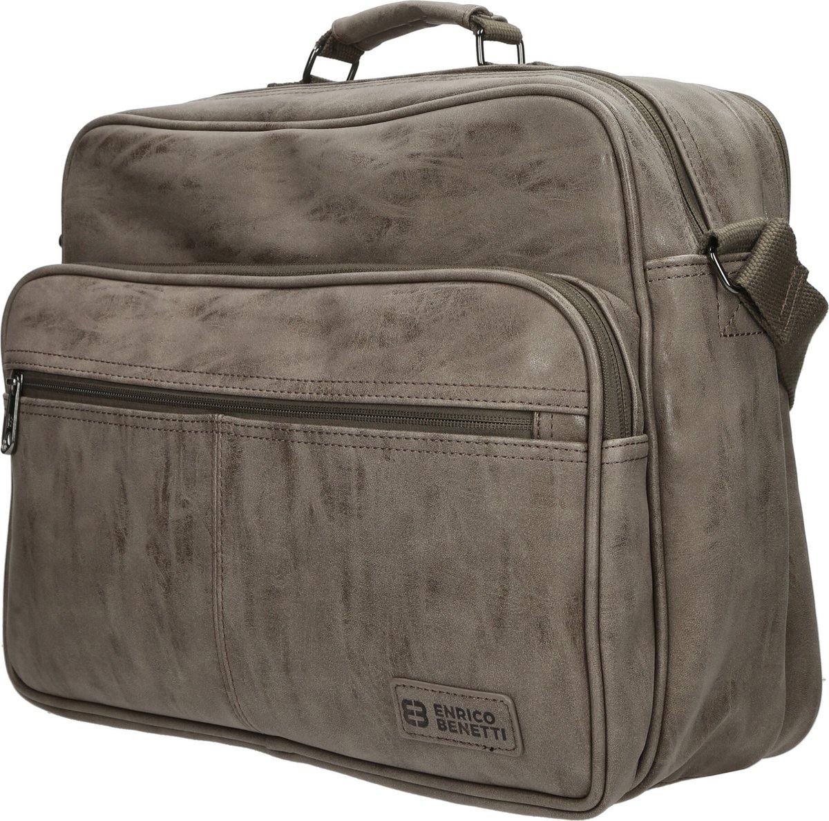 Enrico Benetti Rotterdam 66621 Laptoptas met 15" laptopvak / reportertas - Midden taupe
