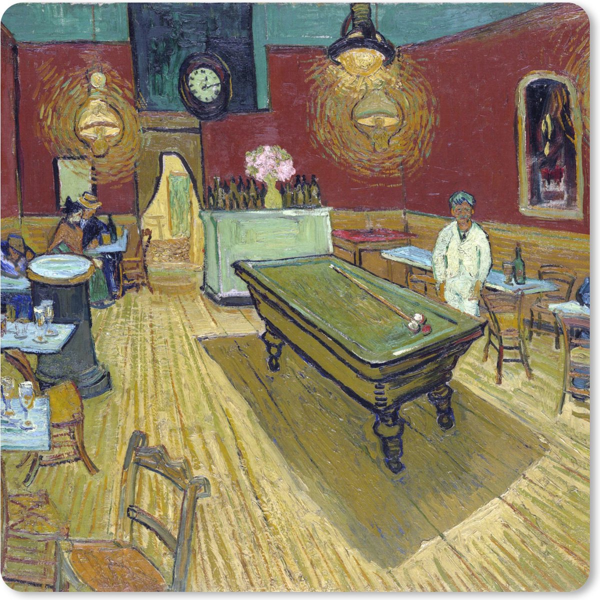 Muismat XXL - Bureau onderlegger - Bureau mat - Het Nachtcafé - Schilderij van Vincent van Gogh - 50x50 cm - XXL muismat