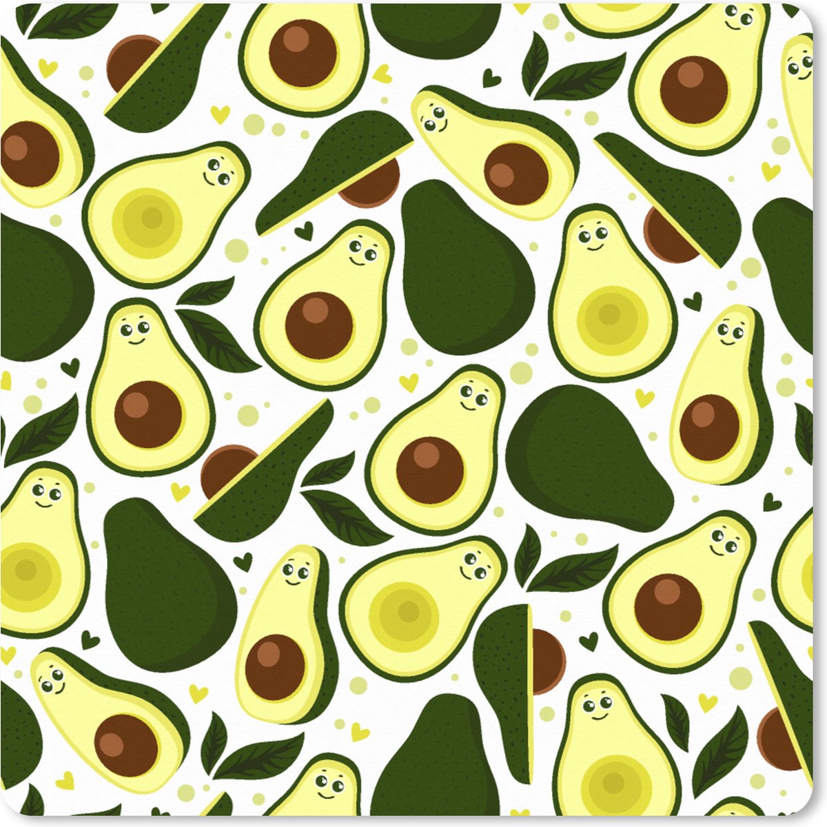 Muismat XXL 50x50 cm - Bureau onderlegger - Bureau mat Patroon - Avocado - Fruit - Patroon - Bureaumat - Gaming mousepad xl - Bureaulegger groot - Computer deskmat