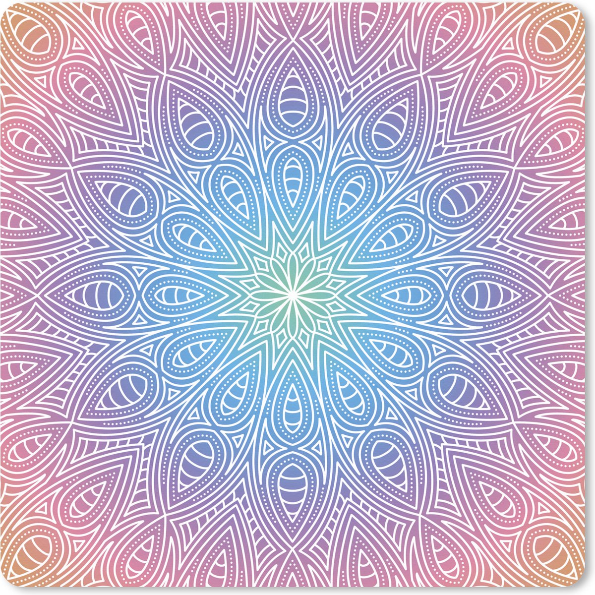 Muismat XXL 80x80 cm - Bureau onderlegger - Bureau mat Mandala met detail - Bureaumat - Gaming mousepad xl - Bureaulegger groot - Computer deskmat