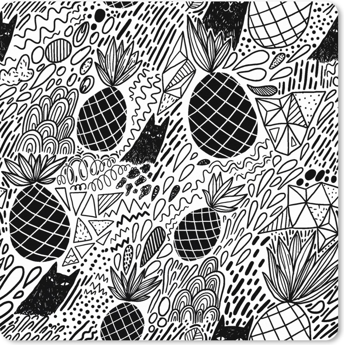 Muismat XXL 80x80 cm - Bureau onderlegger - Bureau mat Patronen - Jungle - Fruit - Bureaumat - Gaming mousepad xl - Bureaulegger groot - Computer deskmat