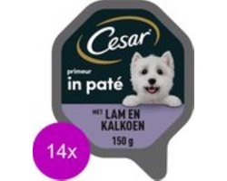 14x Cesar Classic Kuipje Paté Lam & Kalkoen - Hondenvoeding - 150g