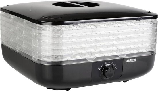 Princess 112380 Voedseldroger – 6 Lagen – Regelbare temperatuur - 40C tot 70C - Dehydrator - Droogoven - Fruitdroger - 350W - Princess