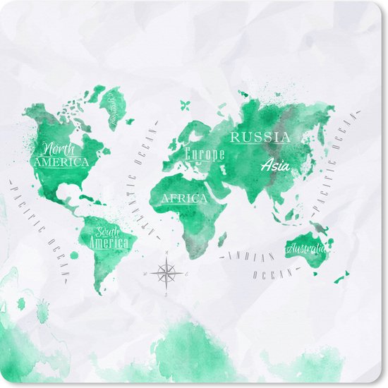 Tapis de souris XXL - Sous-main - Tapis de bureau - Cartes du monde - Vert  - Peinture