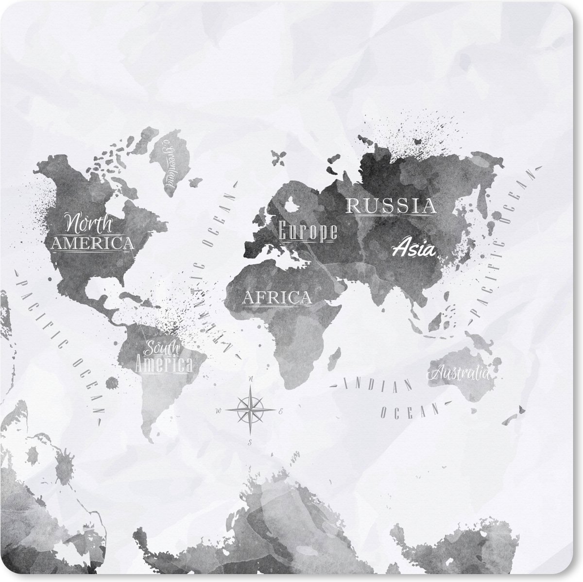Muismat XXL 80x80 cm - Bureau onderlegger - Bureau mat Wereldkaarten - Olieverf - Abstract - Bureaumat - Gaming mousepad xl - Bureaulegger groot - Computer deskmat