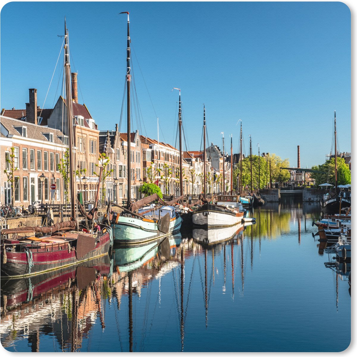 Muismat XXL 60x60 cm - Bureau onderlegger - Bureau mat Rotterdam - Zomer - Boot - Bureaumat - Gaming mousepad xl - Bureaulegger groot - Computer deskmat