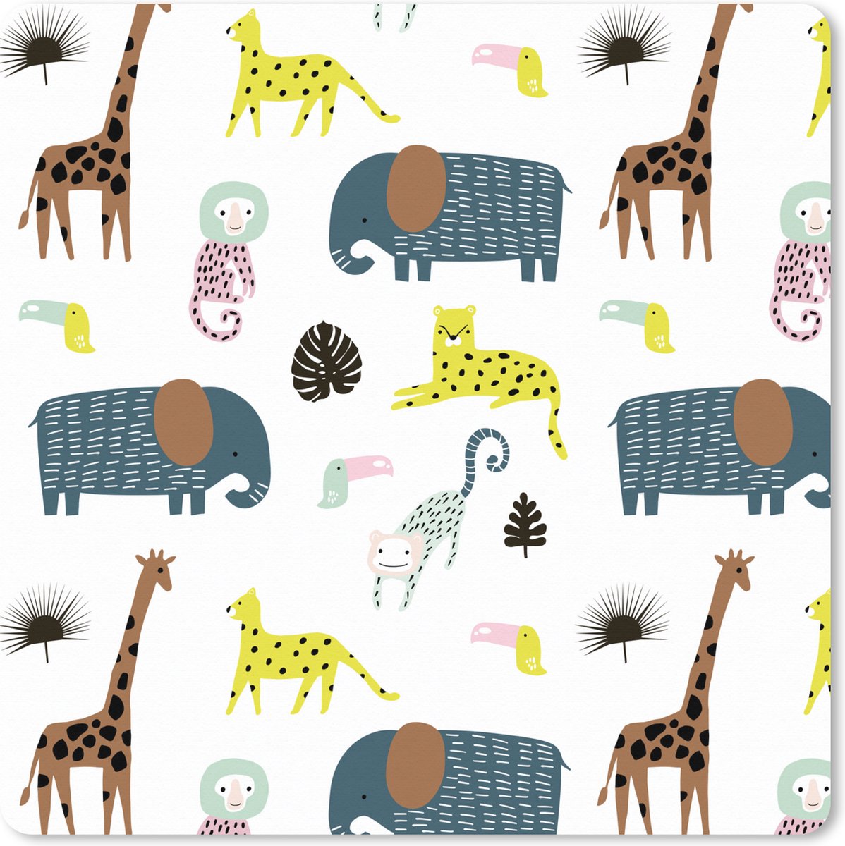 Muismat XXL 80x80 cm - Bureau onderlegger - Bureau mat Jungle - Dieren - Aap - Bureaumat - Gaming mousepad xl - Bureaulegger groot - Computer deskmat