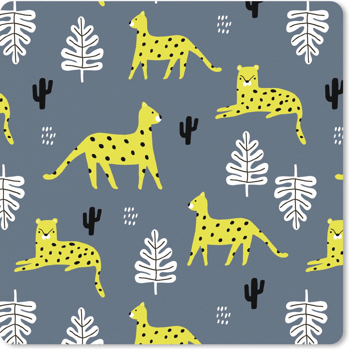 Muismat XXL 80x80 cm - Bureau onderlegger - Bureau mat Panter - Bladeren - Cactus - Patronen - Bureaumat - Gaming mousepad xl - Bureaulegger groot - Computer deskmat