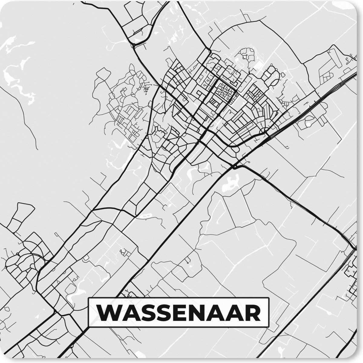 Muismat XXL 50x50 cm - Bureau onderlegger - Bureau mat Stadskaart - Wassenaar - Grijs - Wit - Bureaumat - Gaming mousepad xl - Bureaulegger groot - Computer deskmat