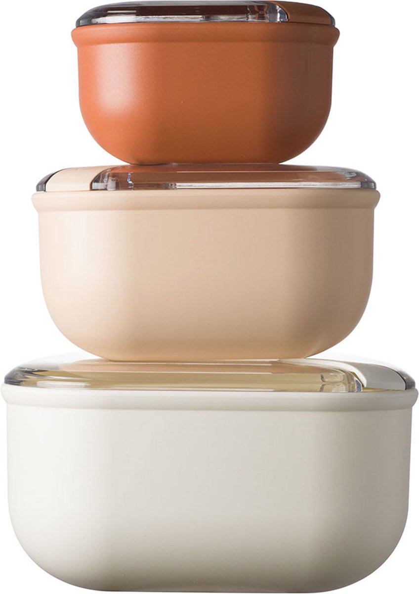 Omada - Pullbox - Lunchbox - Vershouddoos - Herbruikbaar - Luchtdicht - Lekvrij - Set van 3 Stuks - 425 ml , 1000 ml, 2000 ml - Multicolor