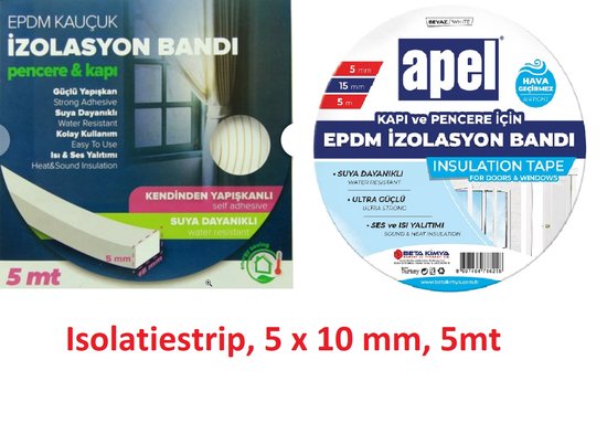 Randisolatiestrips, zelfklevend, 50 mm x 5 mm x 10 m