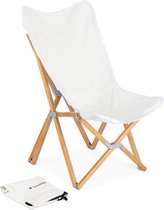 Navaris Chaise Pliante en Bois avec Sac de Transport - Chaise Portable pour Camping, Festivals, Plage et Pêche - Pliable - Beige