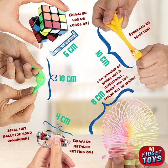 Goplay Fidget Toys Pakket - Fidget toys - 41 stuks - Fidget Toy Box - Set voor Kinderen & Volwassenen - Pop it - Speed cube - GoPlay