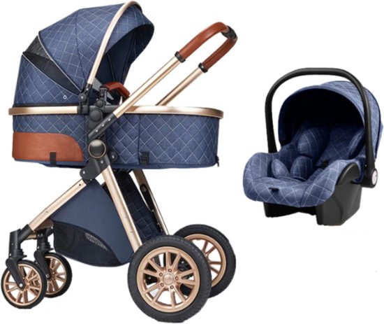 Kinderwagen 3-in-1 – Luxe kinderwagen - Buggy – Wandelwagen - Multifunctioneel – opklapbaar – Incl autostoel – Blauw