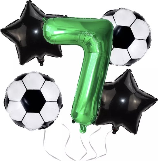 Voetbal Thema - Kinderverjaardag - Verjaardag - 7 jaar - Verjaardagsversiering - Versiering - Hoera 7 Jaar - Jongen - Heliumballon - Kinderverjaardag - Thema Feest - Kinderfeest - Versiering - Party - Decoratie - Ballonnen