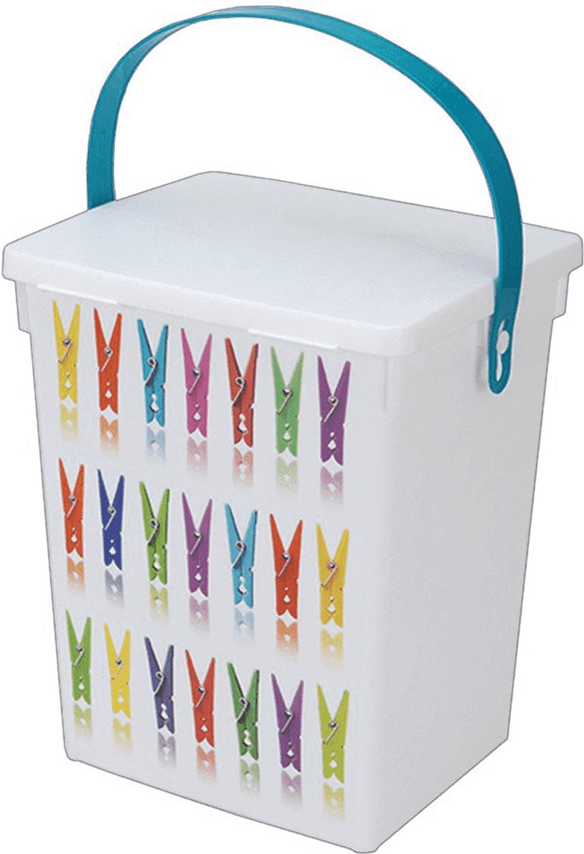 Lot De 30 Pinces à Linge Résistantes Au Vent + Panier De Rangement Bleu – Solides Et Pratiques
