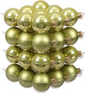 36x Kerstversiering kerstballen salie groen (oasis) van glas - 6 cm - mat/glans - Kerstboomversiering