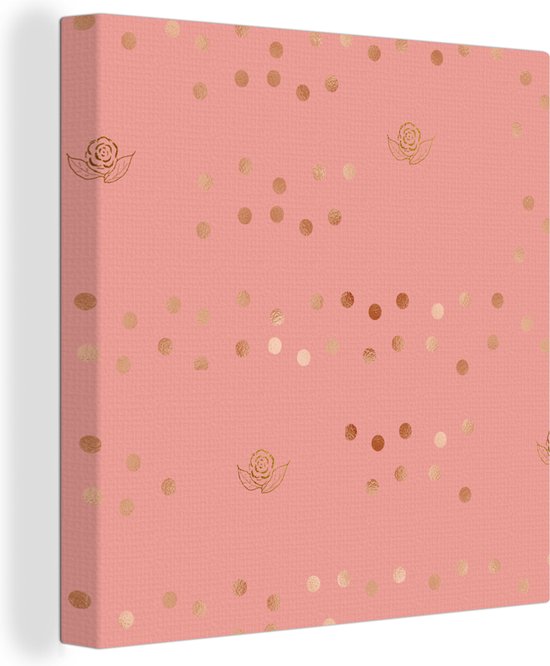Tableau sur toile Rose - Rose - Motifs - 50x50 cm - Décoration murale