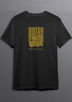 Motorshirt | Bikershirt | Zwart T-shirt | Goude opdruk | XL | Opdruk 2