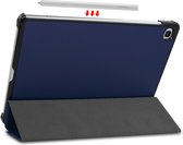 Hoes Geschikt voor Samsung Galaxy Tab S6 Lite Hoes Tri-fold Tablet Hoesje Case - Hoesje Geschikt voor Samsung Tab S6 Lite Hoesje Hardcover Bookcase - Donkerblauw